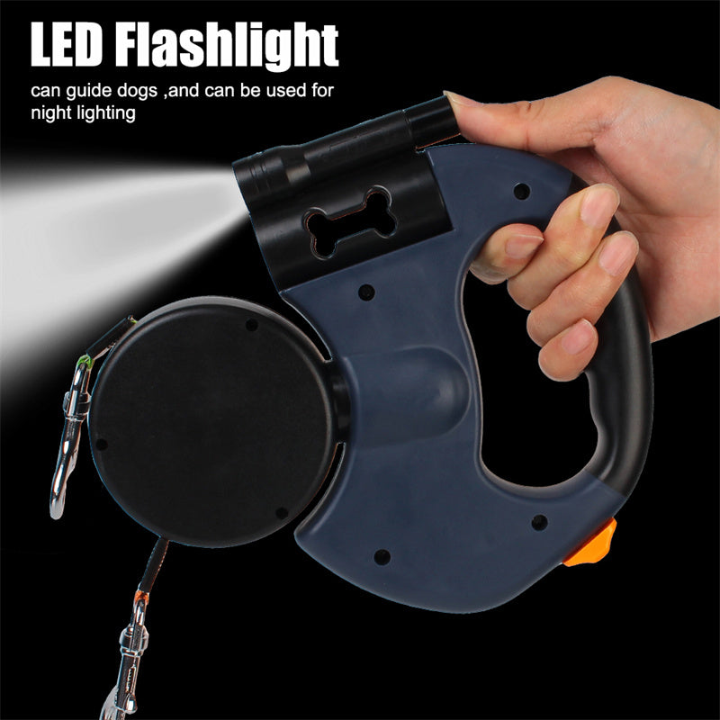 FurencePet™ NightWalk: Dual-Retractable Leash with Built-in LED Safety Lights