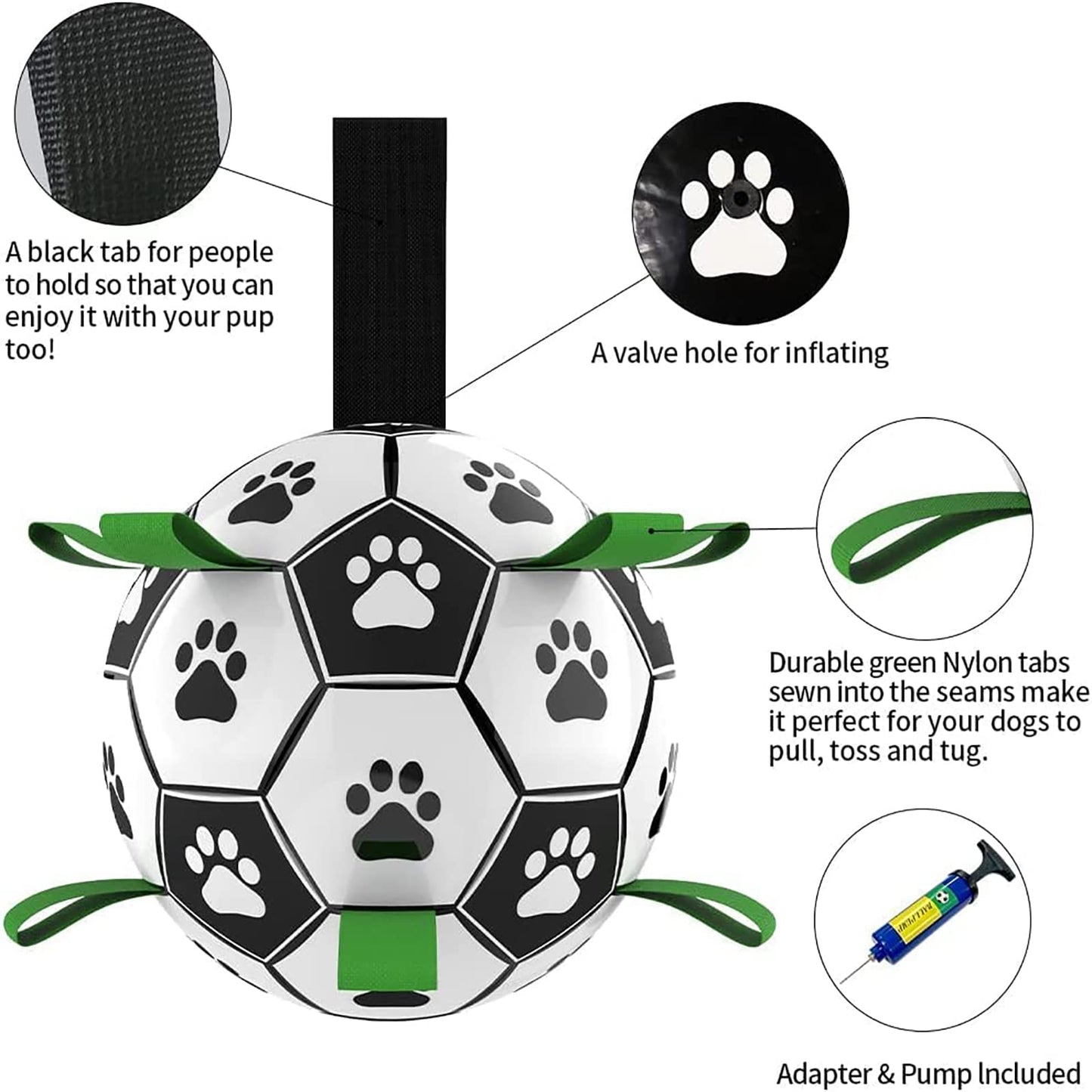 FurencePet™ Aero-Play Interactive Dog Soccer Ball – Durable Training Football with Grab Tabs & Air Pump