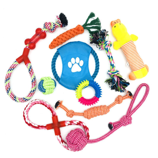 FurencePet™ Premium 10-Piece Cotton Rope Dog Toy Set – Durable Chew & Tug Play Bundle for Small to Large Dogs | Canada Dog Toy