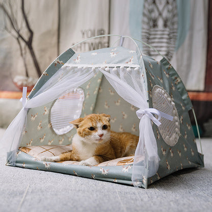FurencePet™ Cozy Semi-Enclosed Pet Bed – Breathable All-Season Comfort Nest for Cats & Small Pets