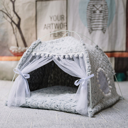 FurencePet™ Cozy Semi-Enclosed Pet Bed – Breathable All-Season Comfort Nest for Cats & Small Pets
