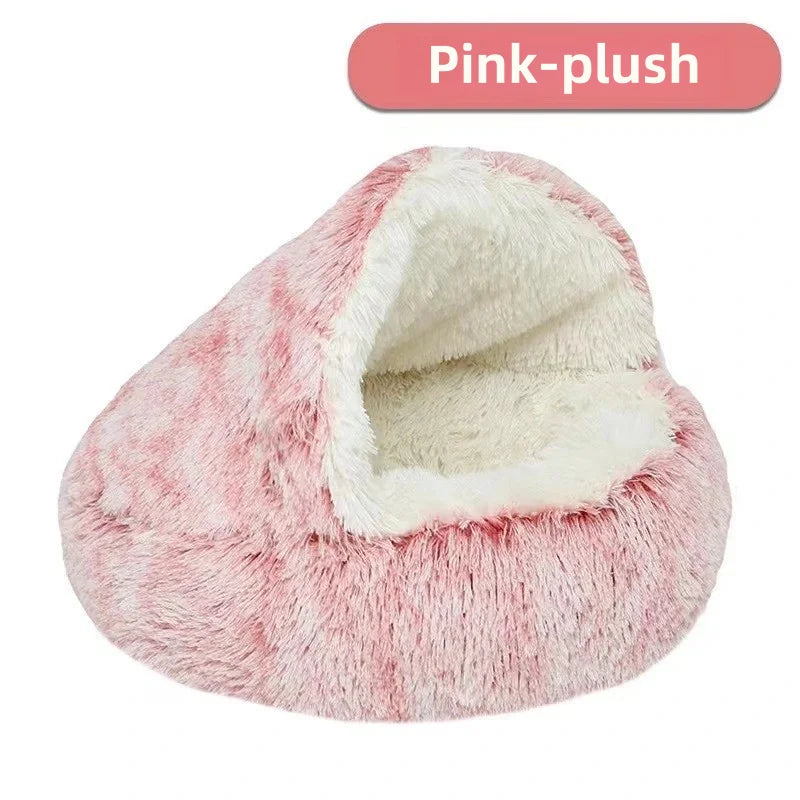 Furencepet™ Plush Pet Bed – Autumn & Winter Warm Cat & Dog Nest Semi-Enclosed Comforter • Soft, Snuggly & Self-Heating