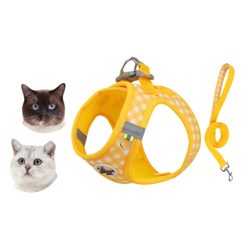 FurencePet™ Checkered Comfort - Escape-Proof & Breathable Mesh Harness Set