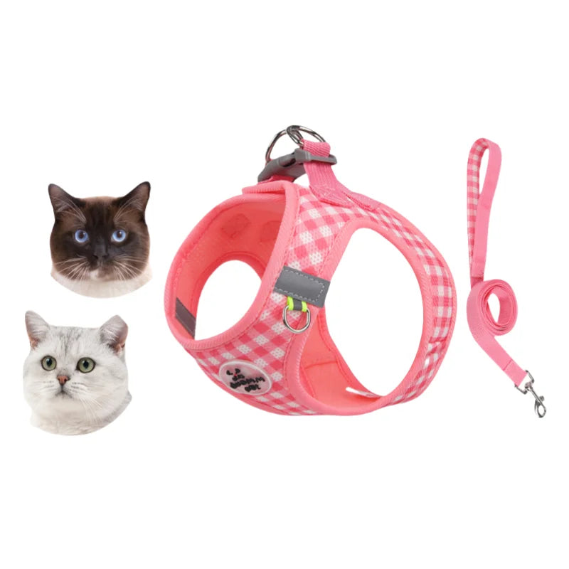 FurencePet™ Checkered Comfort - Escape-Proof & Breathable Mesh Harness Set