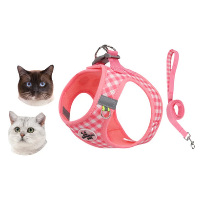FurencePet™ Checkered Comfort - Escape-Proof & Breathable Mesh Harness Set