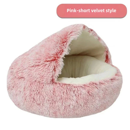 Furencepet™ Plush Pet Bed – Autumn & Winter Warm Cat & Dog Nest Semi-Enclosed Comforter • Soft, Snuggly & Self-Heating