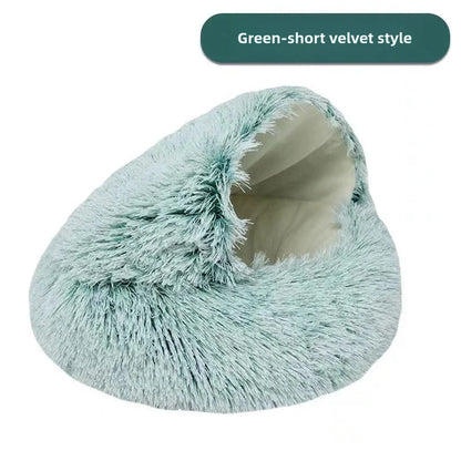 Furencepet™ Plush Pet Bed – Autumn & Winter Warm Cat & Dog Nest Semi-Enclosed Comforter • Soft, Snuggly & Self-Heating