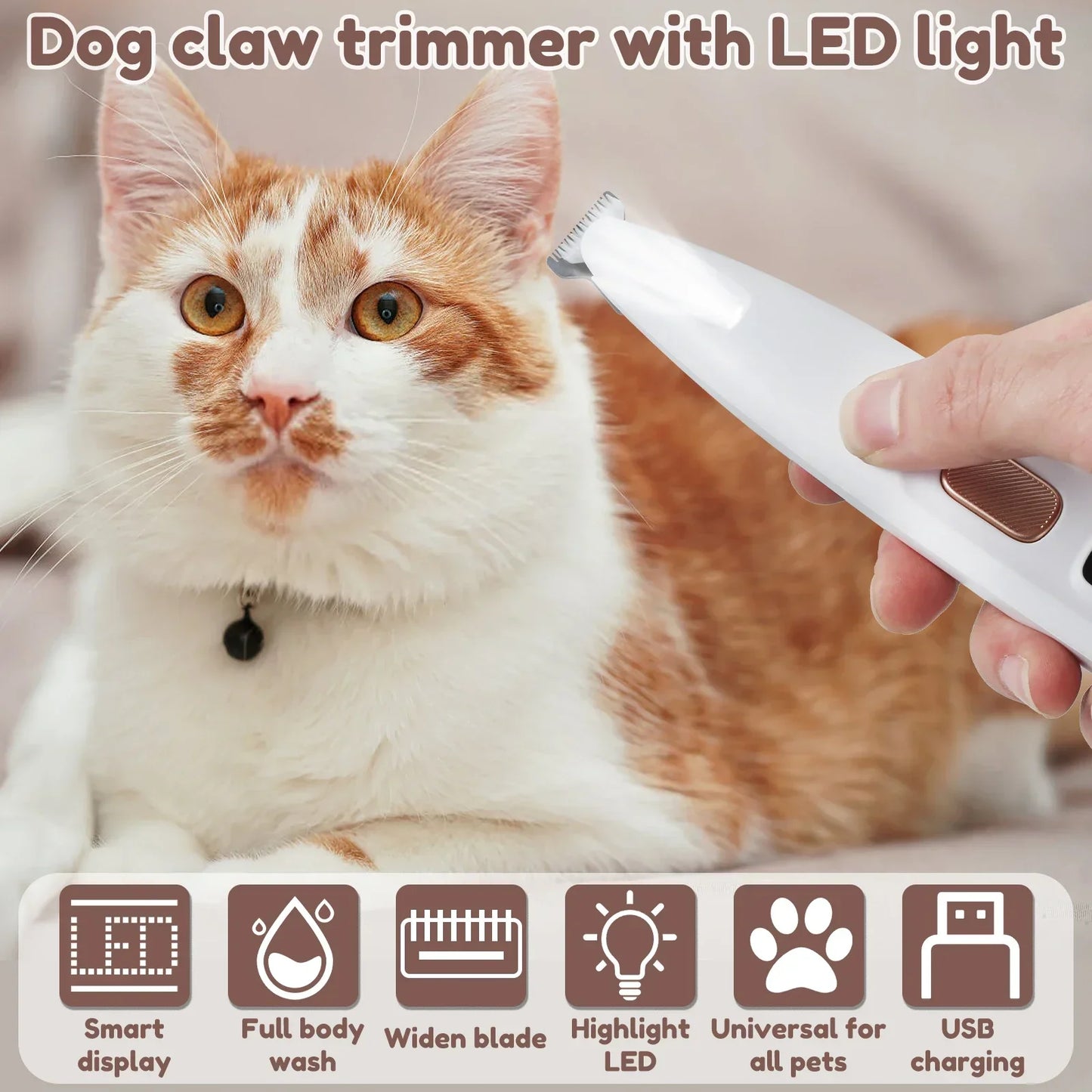 Furencepet™ LED Dog Paw Trimmer Waterproof • Low Noise • Precision Grooming with LED Display