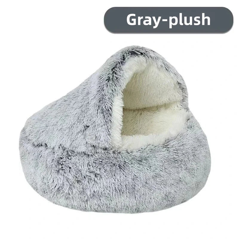 Furencepet™ Plush Pet Bed – Autumn & Winter Warm Cat & Dog Nest Semi-Enclosed Comforter • Soft, Snuggly & Self-Heating
