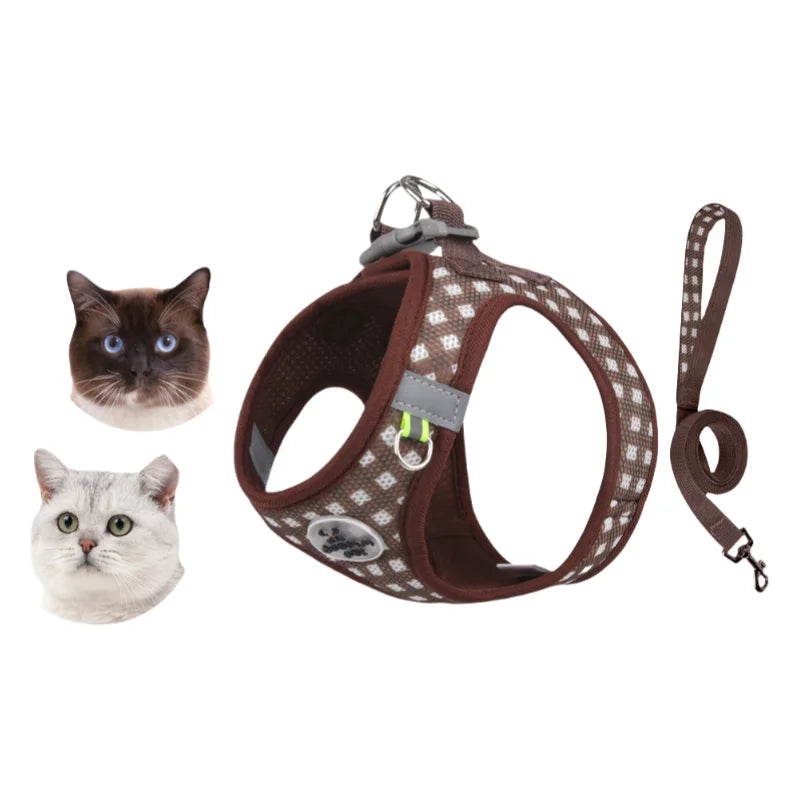 FurencePet™ Checkered Comfort - Escape-Proof & Breathable Mesh Harness Set