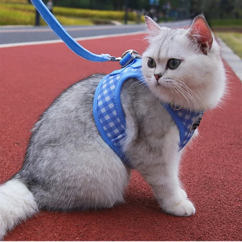 FurencePet™ Checkered Comfort - Escape-Proof & Breathable Mesh Harness Set