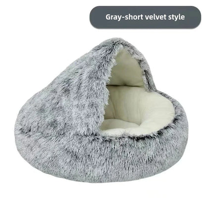 Furencepet™ Plush Pet Bed – Autumn & Winter Warm Cat & Dog Nest Semi-Enclosed Comforter • Soft, Snuggly & Self-Heating