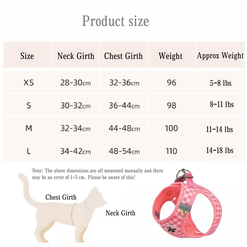 FurencePet™ Checkered Comfort - Escape-Proof & Breathable Mesh Harness Set