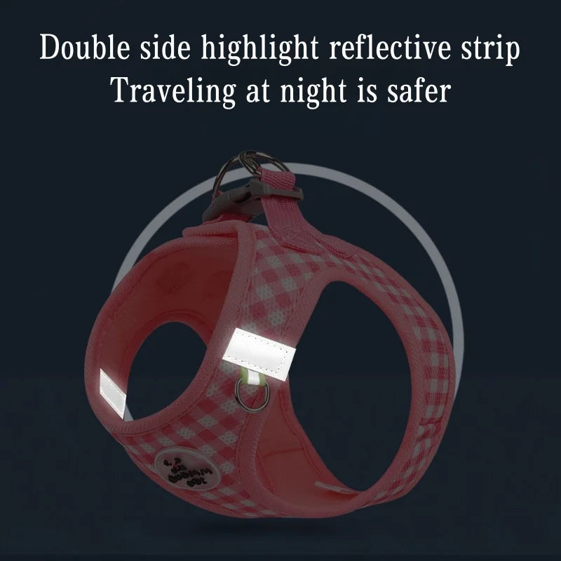 FurencePet™ Checkered Comfort - Escape-Proof & Breathable Mesh Harness Set