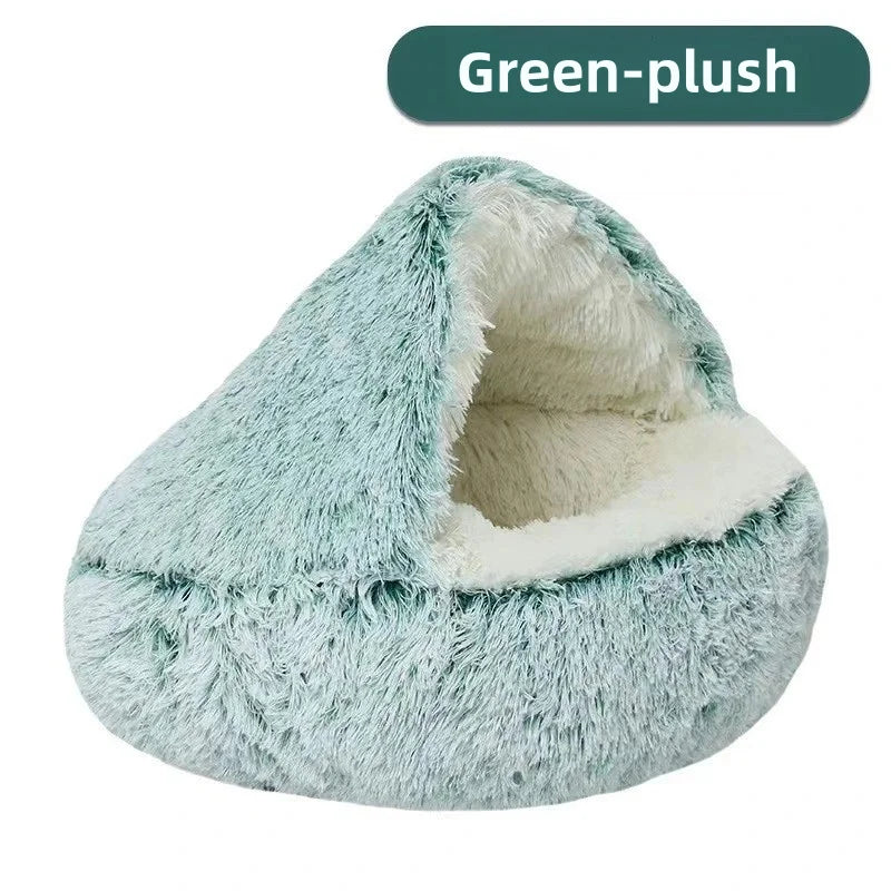 Furencepet™ Plush Pet Bed – Autumn & Winter Warm Cat & Dog Nest Semi-Enclosed Comforter • Soft, Snuggly & Self-Heating