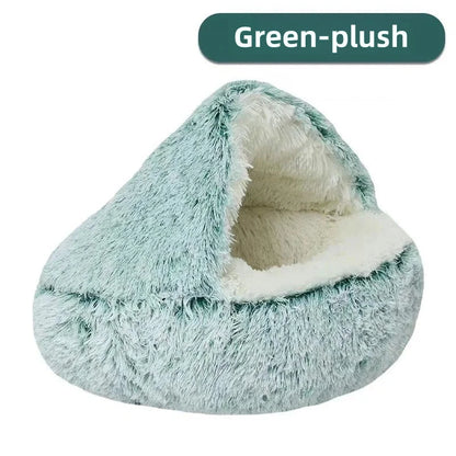 Furencepet™ Plush Pet Bed – Autumn & Winter Warm Cat & Dog Nest Semi-Enclosed Comforter • Soft, Snuggly & Self-Heating