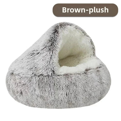 Furencepet™ Plush Pet Bed – Autumn & Winter Warm Cat & Dog Nest Semi-Enclosed Comforter • Soft, Snuggly & Self-Heating