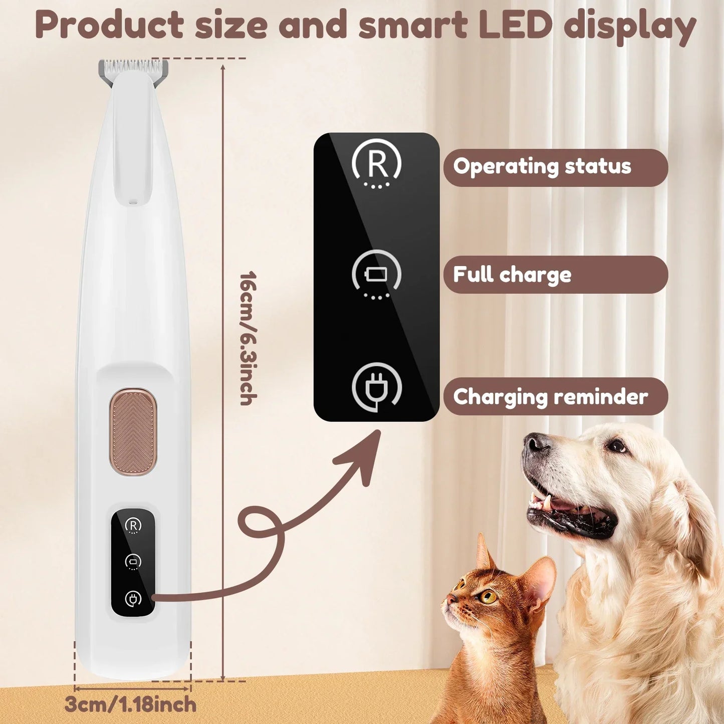 Furencepet™ LED Dog Paw Trimmer Waterproof • Low Noise • Precision Grooming with LED Display