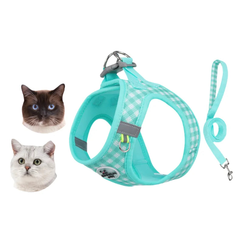 FurencePet™ Checkered Comfort - Escape-Proof & Breathable Mesh Harness Set