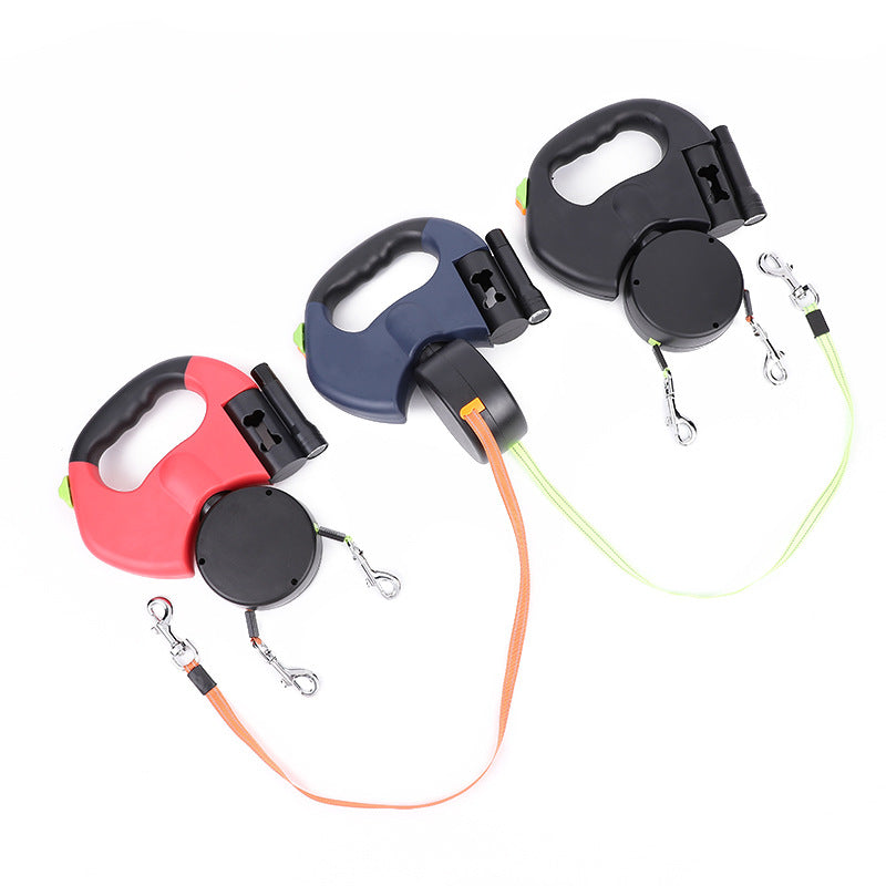 FurencePet™ NightWalk: Dual-Retractable Leash with Built-in LED Safety Lights