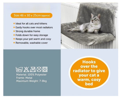 Furencepet™ Warm Window Cat Hammock – Elevated Iron Frame Radiator Bed for Cozy Cat Naps
